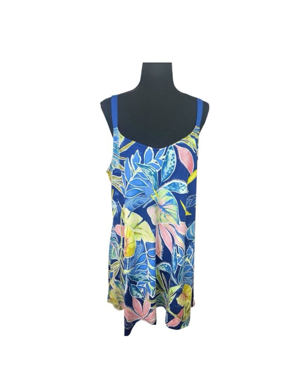 Lilac & London Adjustable Strap Nightgown Sz XXL Sleeveless Chemise Blue Floral
